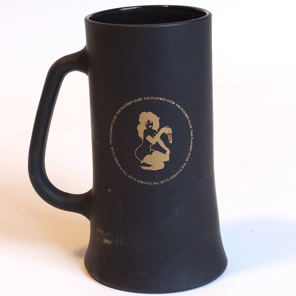 The Playboy Club Black Glass Stein Playmate Beer Stein Glass